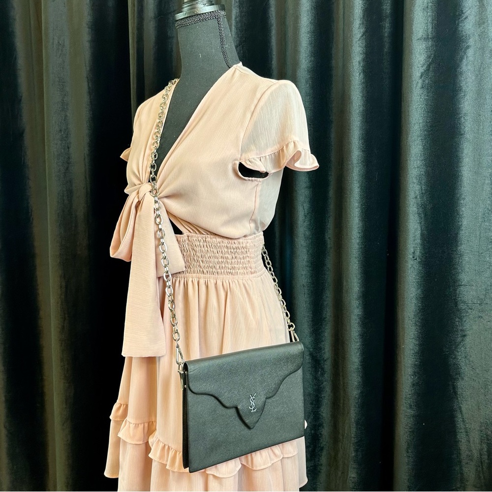 YSL YVES SAINT LAURENT Black Leather Clutch Crossbody  CUSTOM - Picture 2 of 12